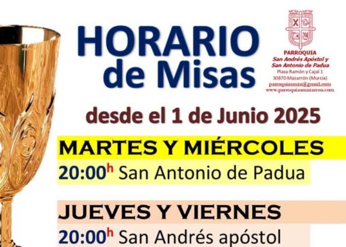 HORARIO MISAS PARROQUIA DE MAZARRÓN HORARIO MISAS PARROQUIA DE MAZARRÓN