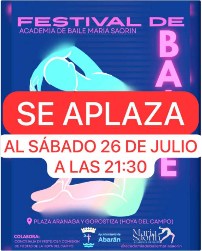 APLAZAMIENTO POR LLUVIAS - FESTIVAL DE BAILE ACADEMIA MARIA SAORIN
