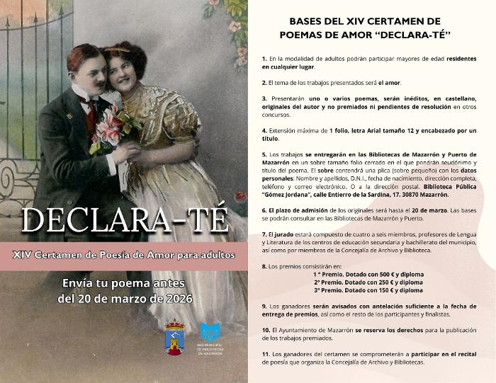 XIV CERTAMEN DE POES�A DE AMOR PARA ADULTOS DECLARA-T�.