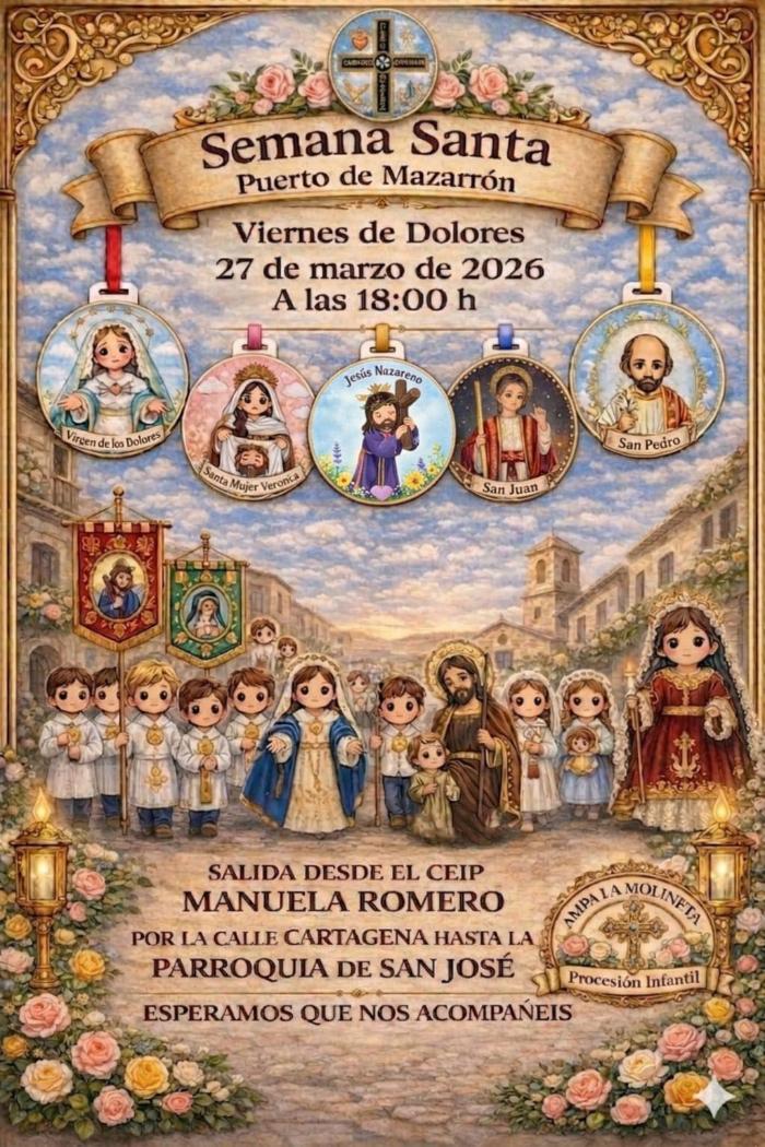 Procesi�n infantil. Semana Santa en puerto de Mazarr�n