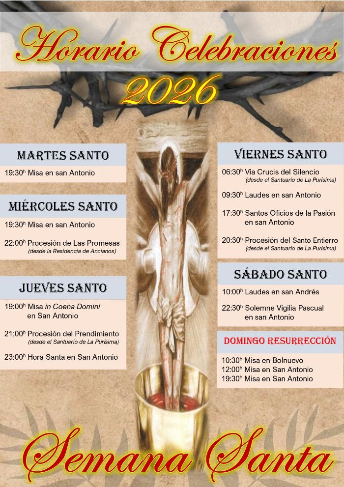 Horario Celebraciones religiosas Semana Santa 2026