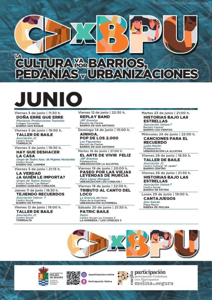LA CULTURA VA POR BARRIOS, PEDAN�AS Y URBANIZACIONES JUNIO