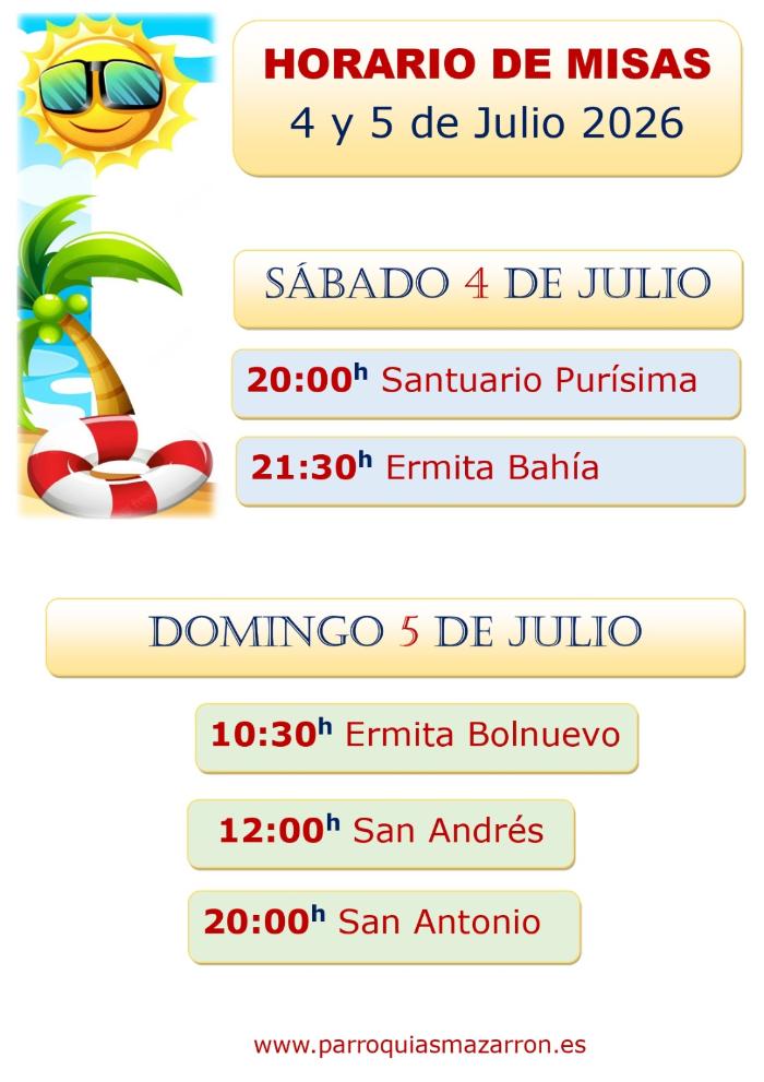 Horario de misas, parroquia de Mazarr�n 