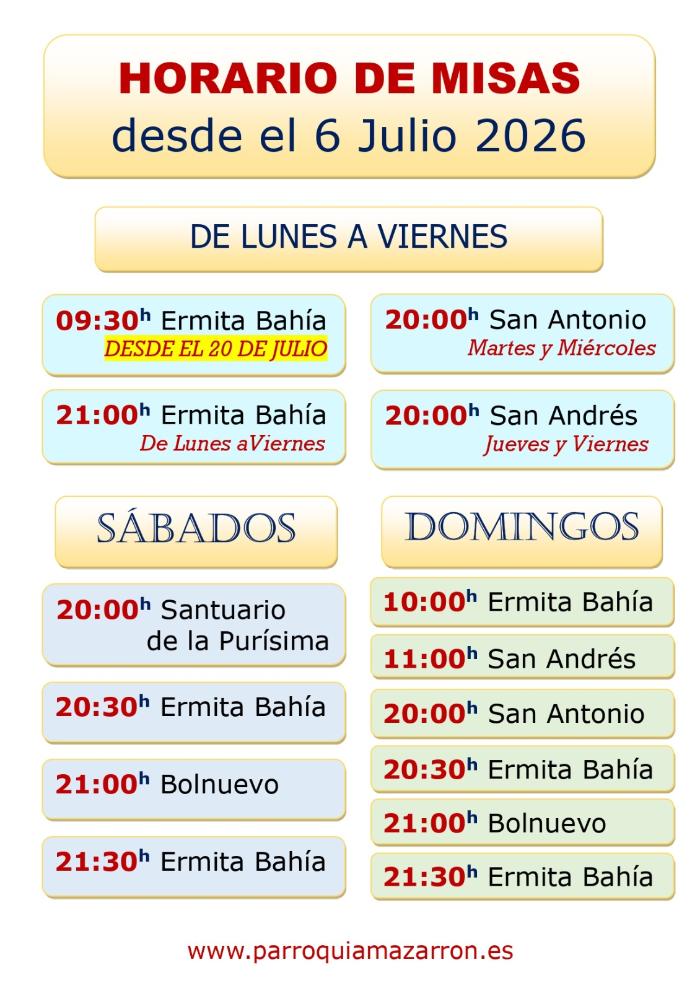 Horario de misas, parroquia de Mazarr�n
