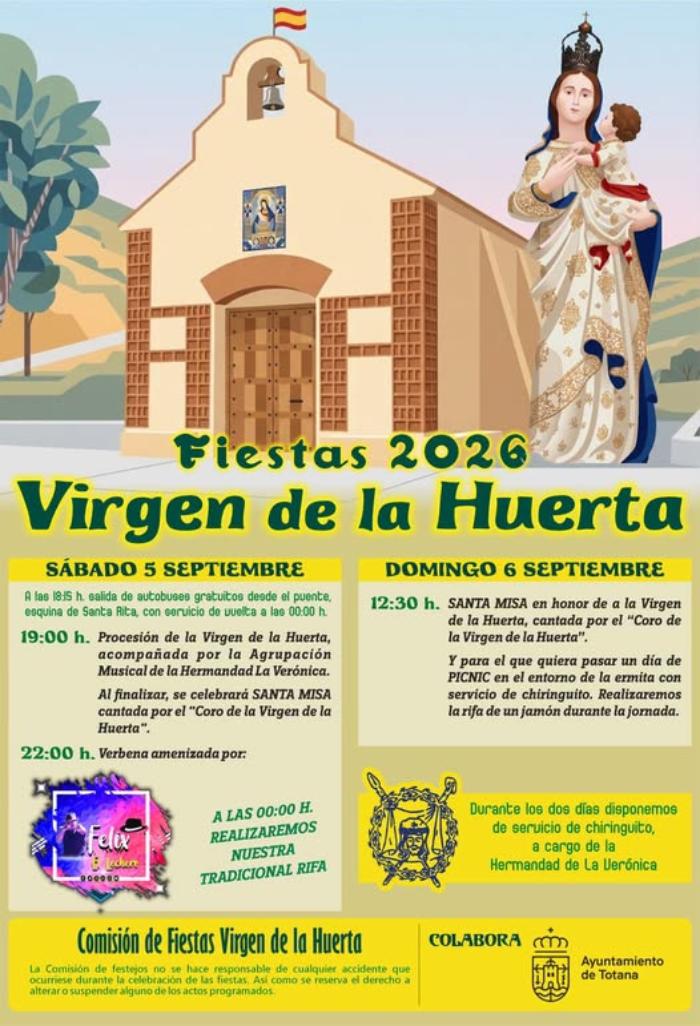 Fiestas 2026 Virgen la Huerta en Totana