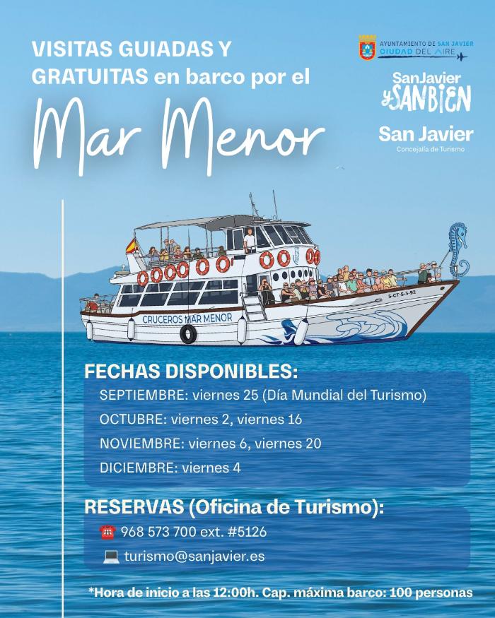 Visitas guiadas y gratuitas en barco por el Mar Menor