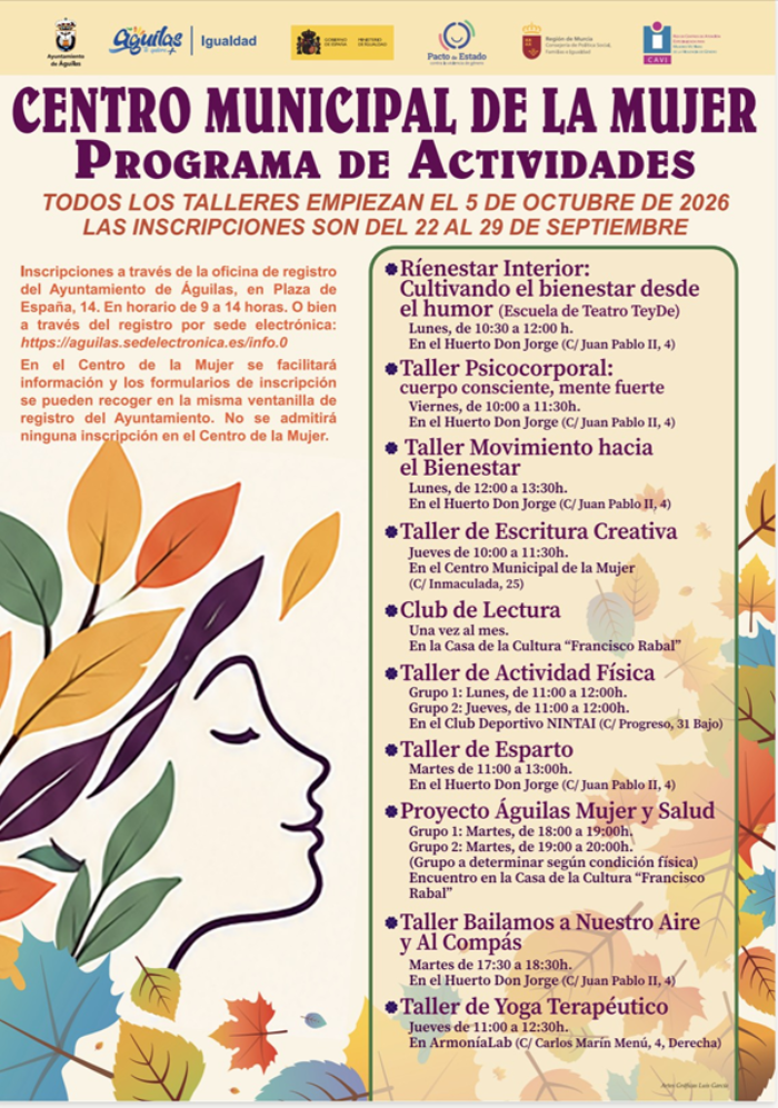 Programa de actividades del centro municipal de la mujer de �guilas 