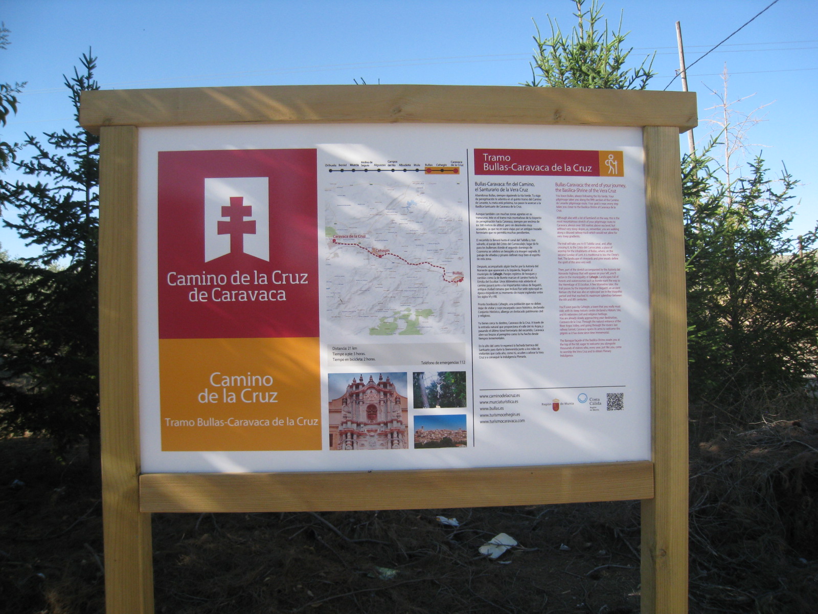 Section or stage information board on the Camino de Levante