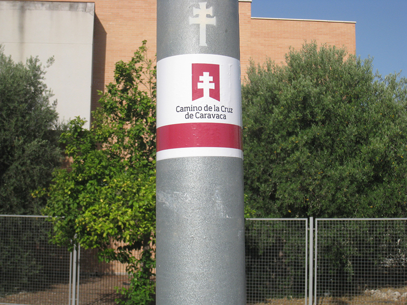 Adhesive vinyl on a street lamp or metal element