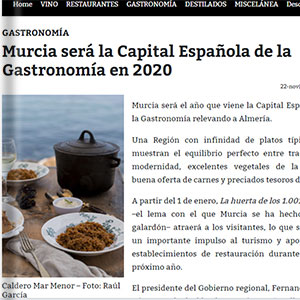 Murcia será la capital española de la gastronomía - Vinos y restaurantes Murcia será la capital española de la gastronomía - Vinos y restaurantes